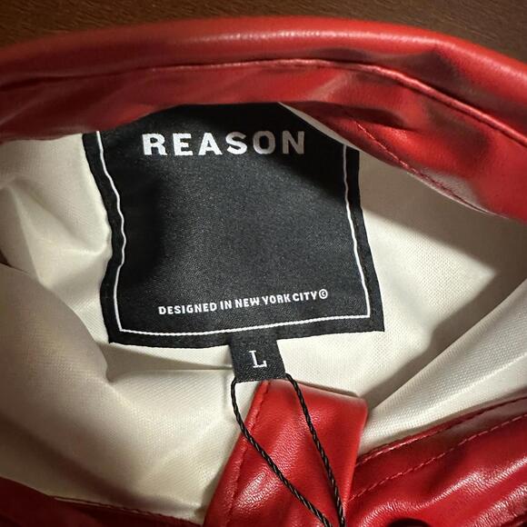 Reason Clothing red faux leather but in front shirt with leather pants LARGE - Picture 6 of 6